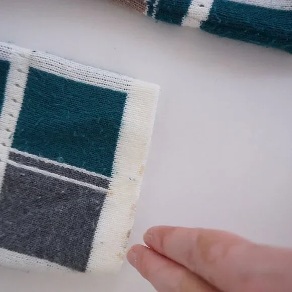 Alfred Dunner Cream Multi Cotton Plaid Knit Button Cardigan Preppy M - Picture 9 of 10